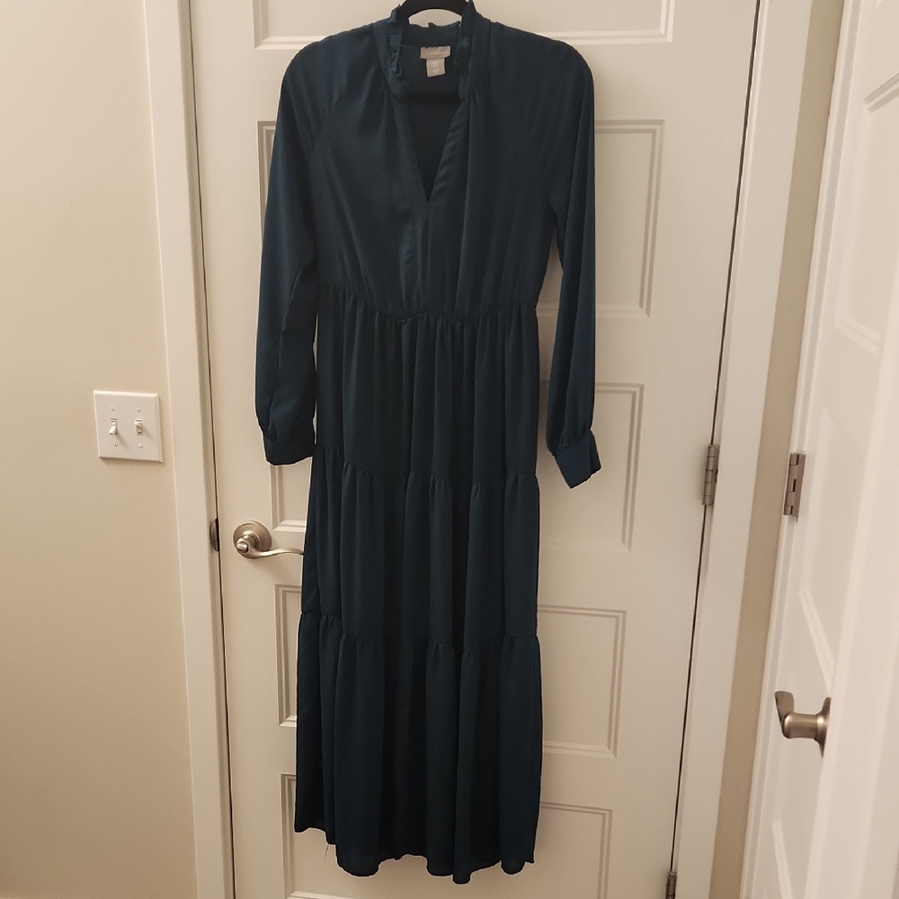 Lucky Brand Green Pleated Tie Front Gown